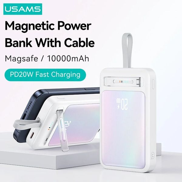 Pin Dự Phòng Không Dây USAMS CD219 10000mAh 20W (15W Wireless Charging, With Type-C Cable & Bracket)