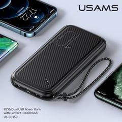 Pin Dự Phòng USAMS CD150 10000mAh 10W (Dual Input, Dual USB, Kèm Dây Đeo)