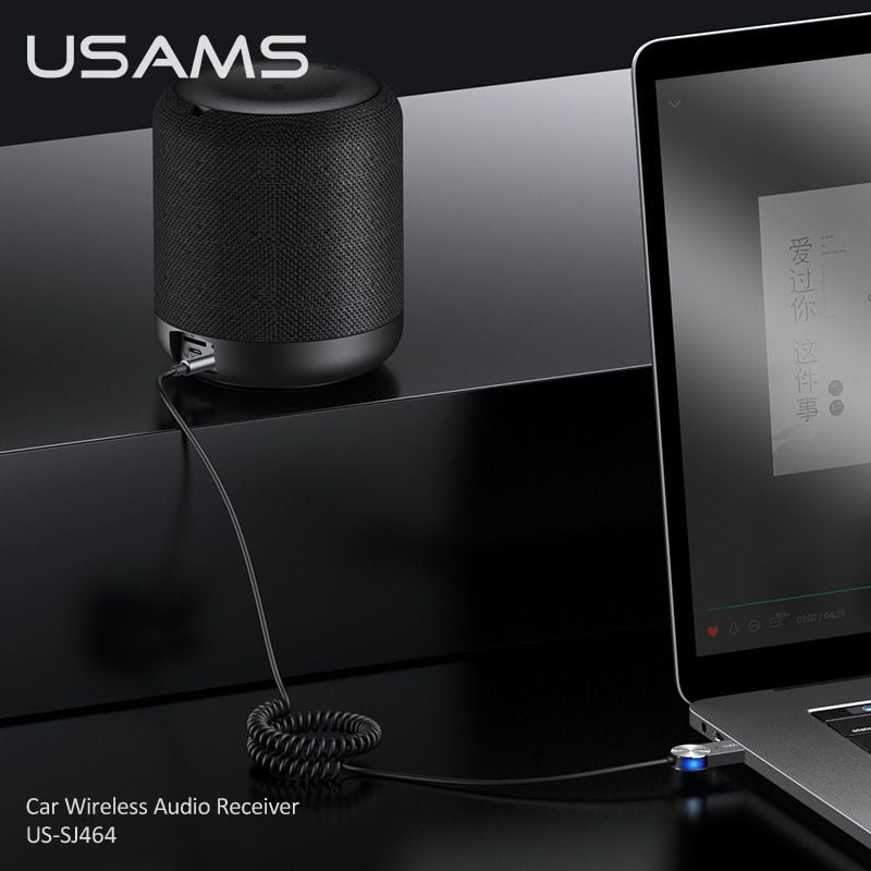 Bộ Thu Âm Thanh Không Dây Cho Ô Tô Kèm Jack Âm Thanh 3.5mm USAMS SJ464 (Bluetooth v5.0)