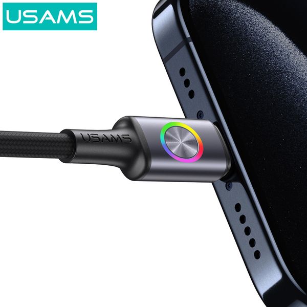 Cáp Sạc Nhanh C To Lightning USAMS SJ753 30W (With Colorful Light, 1.2m, 480Mbps)