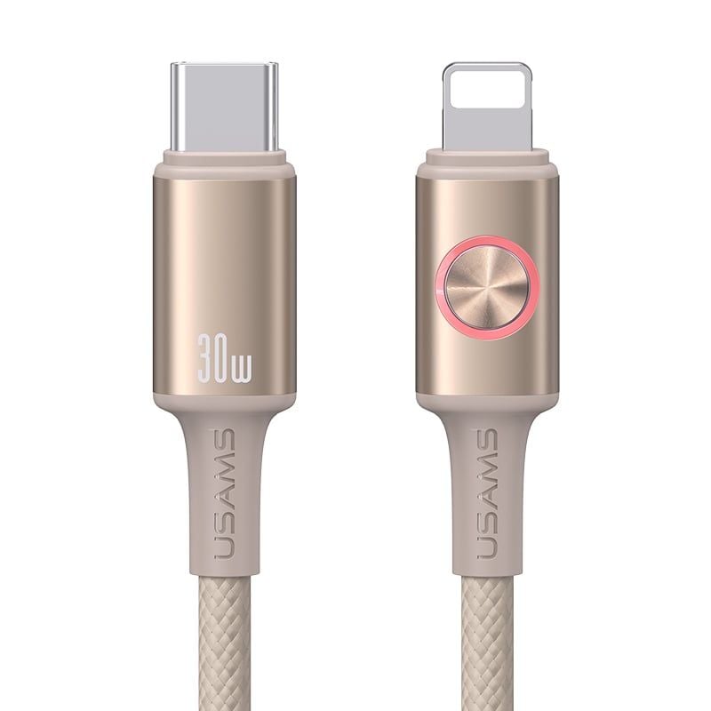 Cáp Sạc Nhanh C To Lightning USAMS SJ753 30W (With Colorful Light, 1.2m, 480Mbps)