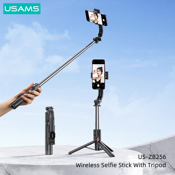 Gậy Selfie Tripod có Remote điều khiển USAMS ZB256 Wireless Selfie Stick With Tripod (Max Length: 1.13m)