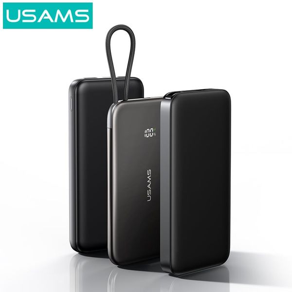Pin Dự Phòng USAMS CD227 5000mAh 20W (Siêu Mỏng, Digital Display, Kèm Cáp C to C, Từ tính)