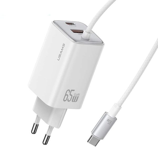 Củ Sạc Nhanh 2C+1A GaN USAMS CC273 65W (With Type-C Built-in cable)
