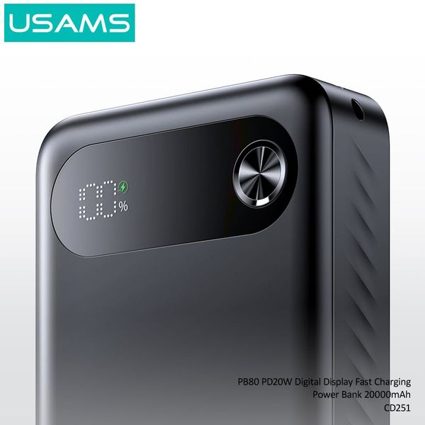 Pin Dự Phòng USAMS CD249 10000mAh/20000mAh 20W (Digital LED Display, USB + 2*Type-C Port)