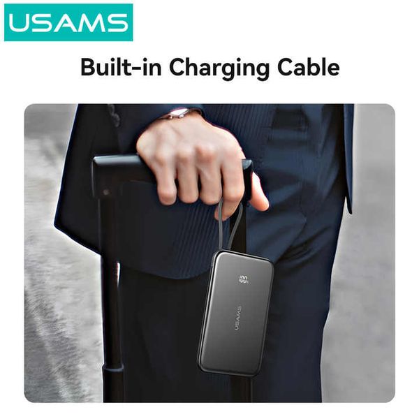 Pin Dự Phòng USAMS CD227 5000mAh 20W (Siêu Mỏng, Digital Display, Kèm Cáp C to C, Từ tính)