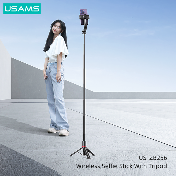 Gậy Selfie Tripod có Remote điều khiển USAMS ZB256 Wireless Selfie Stick With Tripod (Max Length: 1.13m)