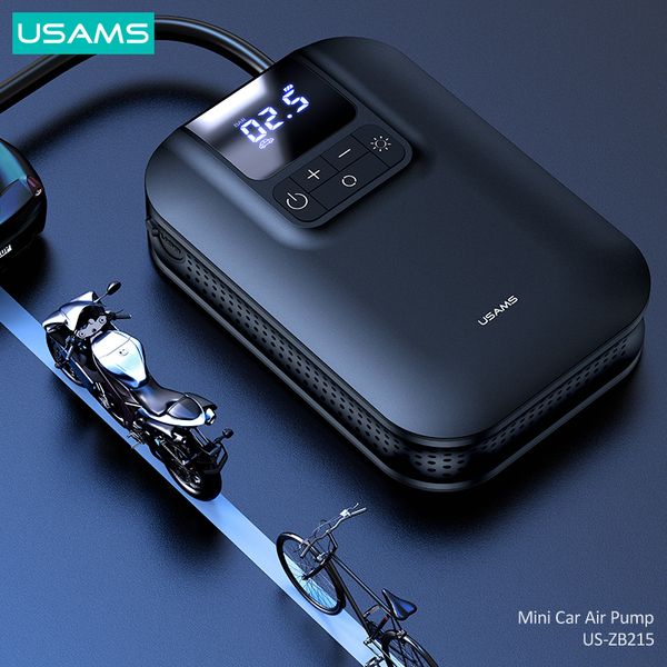 Máy Bơm Lốp Xe Hơi USAMS ZB215 (5000mAh, with LED Light, 80W)