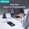 Củ Sạc Nhanh 2C+1A GaN USAMS CC300 65W (With Type-C Rectangle Built-in cable)