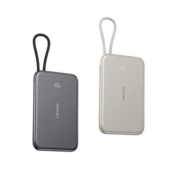 Pin Dự Phòng USAMS CD227 5000mAh 20W (Siêu Mỏng, Digital Display, Kèm Cáp C to C, Từ tính)