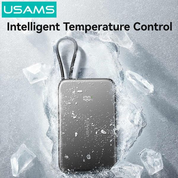 Pin Dự Phòng USAMS CD227 5000mAh 20W (Siêu Mỏng, Digital Display, Kèm Cáp C to C, Từ tính)