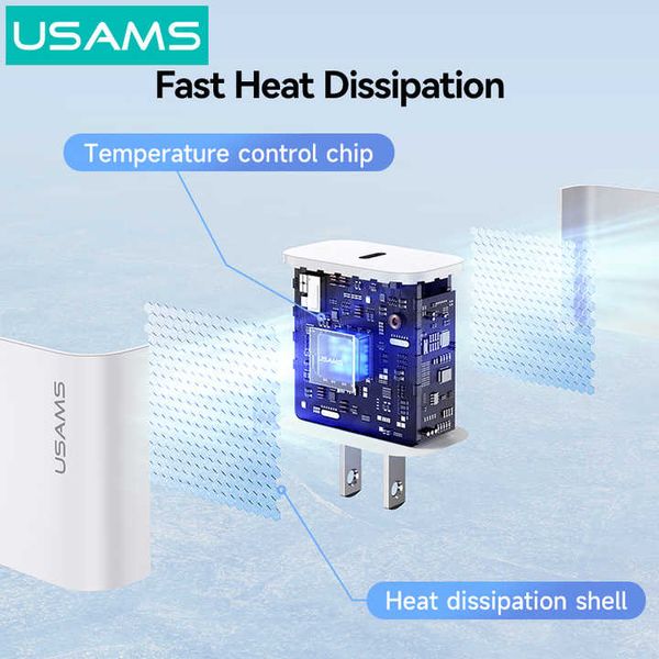 Combo Củ Sạc Nhanh USAMS CC228 20W (Kèm Cáp SJ712 30W C To Lightning 1m)