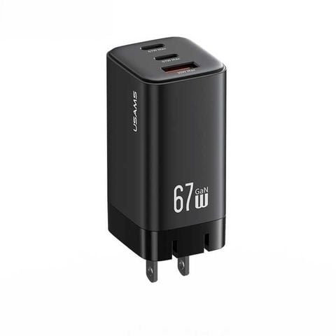 Củ Sạc Nhanh 2C+A USAMS CC272 / CC265 67W (GaN Charger, 3 Port, CC272 chân dẹp / CC265 chân tròn)