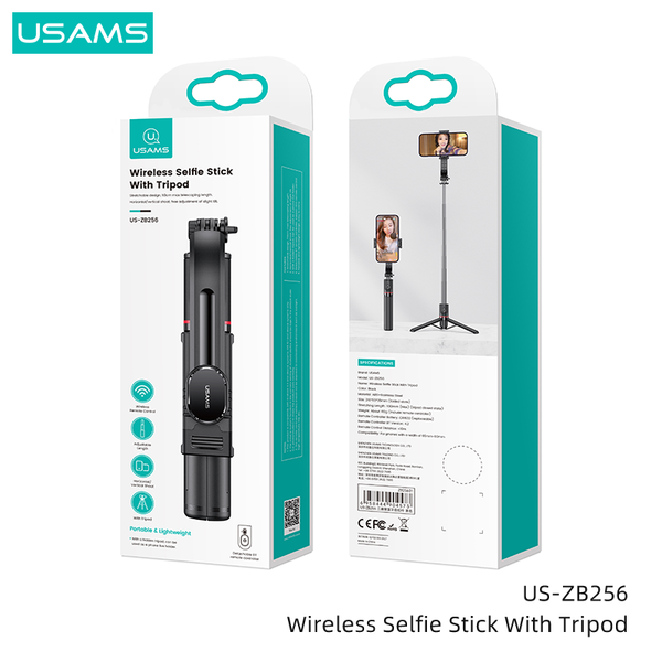 Gậy Selfie Tripod có Remote điều khiển USAMS ZB256 Wireless Selfie Stick With Tripod (Max Length: 1.13m)