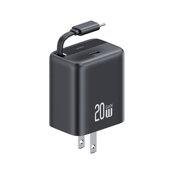 Bộ Sạc Nhanh Tích Hợp Cáp Dây Rút USAMS CC233 20W GaN Charger PD3.0+QC3.0