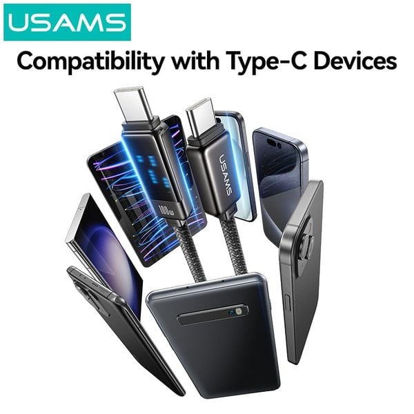 Cáp sạc nhanh USAMS SJ744 Type-C To Type-C 100W Zinc Alloy Meteor Series