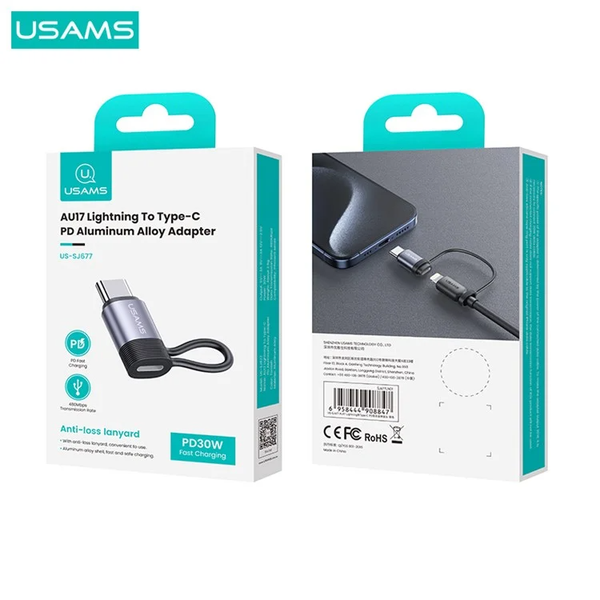 Đầu chuyển Lightning to Type C USAMS SJ677 AU17 PD 30W