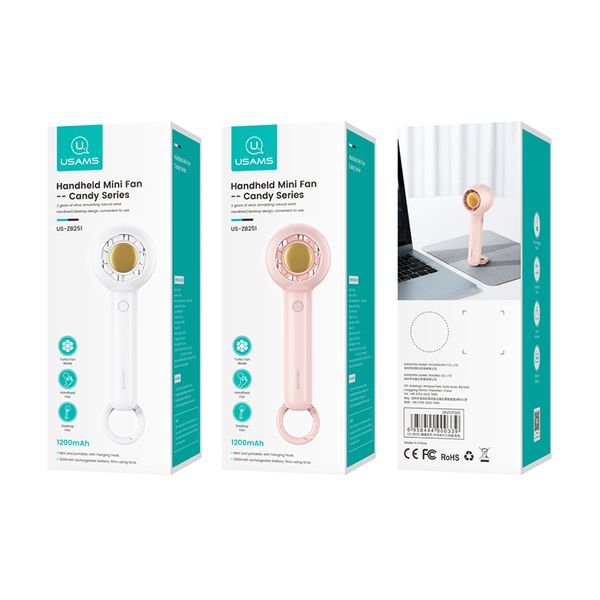 Quạt mini cầm tay USAMS ZB251 Handheld Rechargeable Mini Fan--Candy Series (1200mAh, 5H)