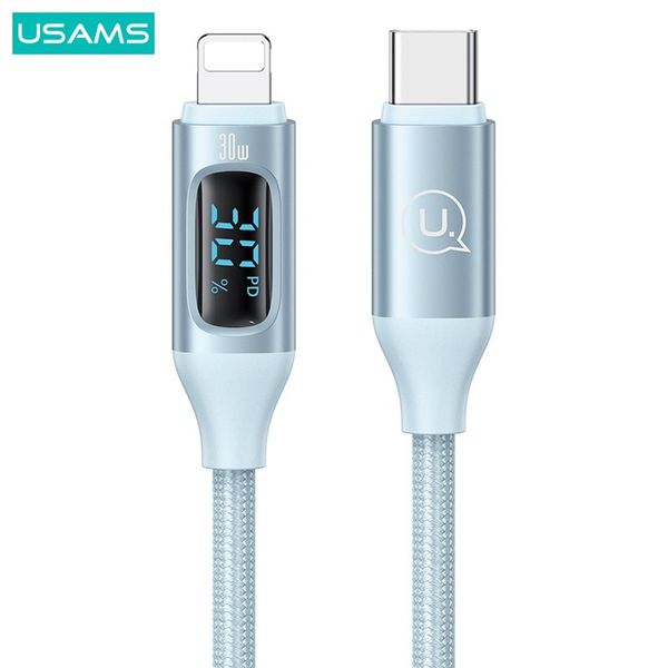 Cáp sạc nhanh USAMS SJ687 Type-C To Lightning 30W Aluminum Alloy Digital Display BD Series