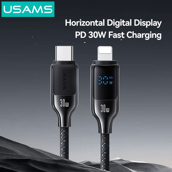 Cáp sạc nhanh USAMS SJ741 Type-C To Lightning 30W Digital Display Zinc Alloy HX Series