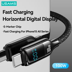 Cáp sạc nhanh USAMS SJ742 Type-C To Type-C 100W Digital Display Zinc Alloy HX Series