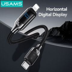 Cáp sạc nhanh USAMS SJ741 Type-C To Lightning 30W Digital Display Zinc Alloy HX Series