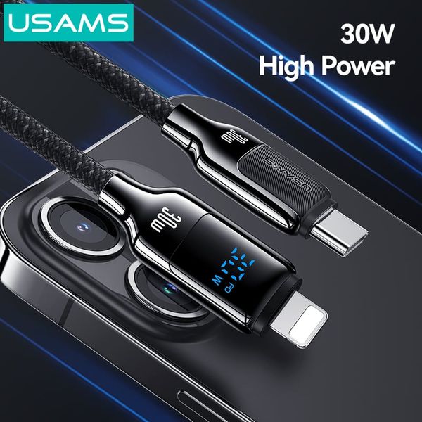 Cáp sạc nhanh USAMS SJ741 Type-C To Lightning 30W Digital Display Zinc Alloy HX Series