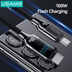 Cáp sạc nhanh USAMS SJ742 Type-C To Type-C 100W Digital Display Zinc Alloy HX Series