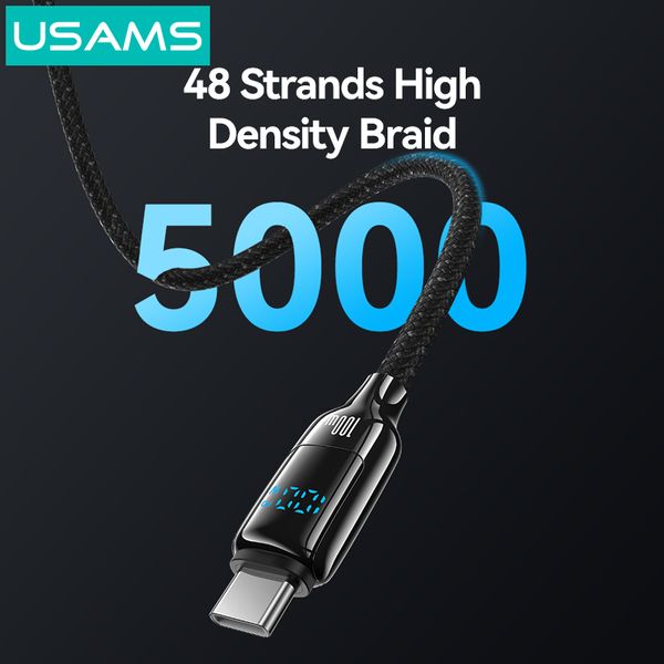 Cáp sạc nhanh USAMS SJ742 Type-C To Type-C 100W Digital Display Zinc Alloy HX Series