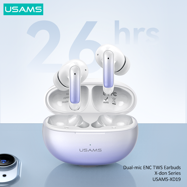 Tai nghe không dây TWS USAMS XD19 (Bluetooth v5.3, 6H, Dual-Mic ENC)
