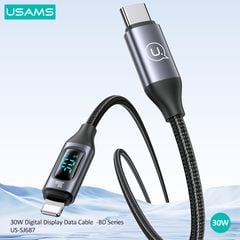 Cáp sạc nhanh USAMS SJ687 Type-C To Lightning 30W Aluminum Alloy Digital Display BD Series