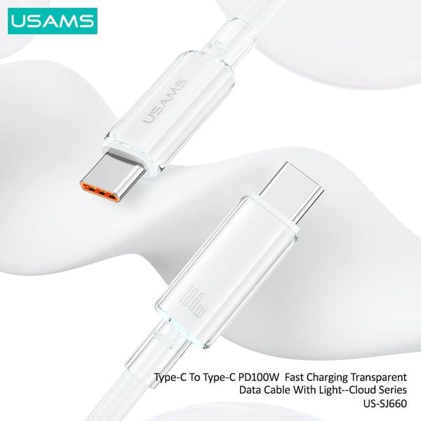 Cáp sạc nhanh USAMS SJ660 Type-C To Type-C PD100W Cloud Series