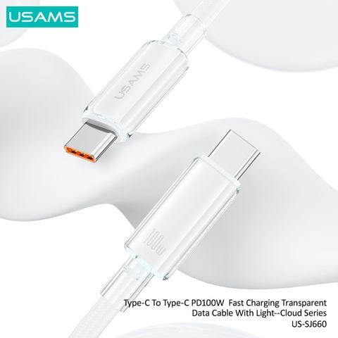 Cáp sạc nhanh USAMS SJ660 Type-C To Type-C PD100W Cloud Series
