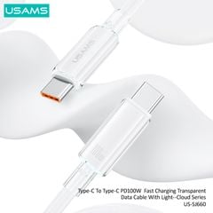 Cáp sạc nhanh USAMS SJ660 Type-C To Type-C PD100W Cloud Series