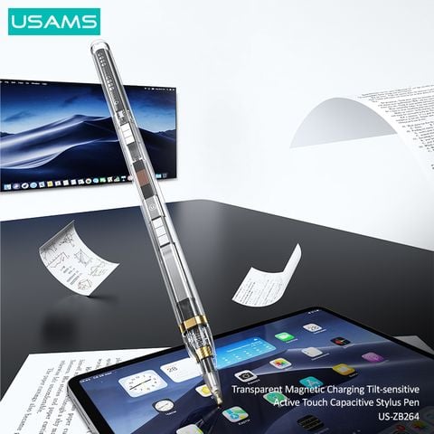 Bút Cảm Ứng Cho iPad USAMS ZB264 (Bluetooth v5.1, Trong Suốt, 8H, 100mAh)