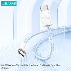 Cáp sạc nhanh USAMS SJ656 U86 PD60W Type-C To Type-C Rainbow Braided