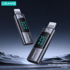 Đầu chuyển Type-C To Lightning USAMS SJ681 AU18 30W (Aluminum Alloy Digital Display Adapter)