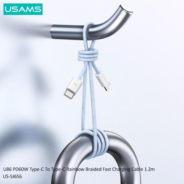 Cáp sạc nhanh USAMS SJ656 U86 PD60W Type-C To Type-C Rainbow Braided