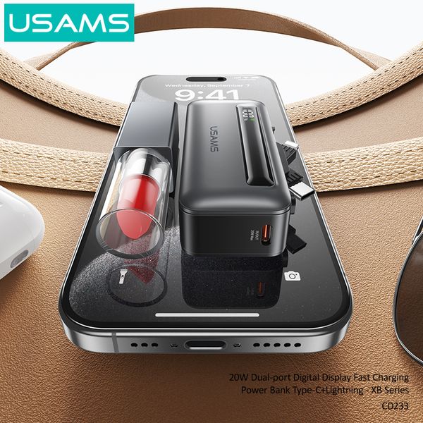 Pin Dự Phòng Mini USAMS CD233 4500mAh 20W (Cổng Type-C + Lightning, Digital Display)