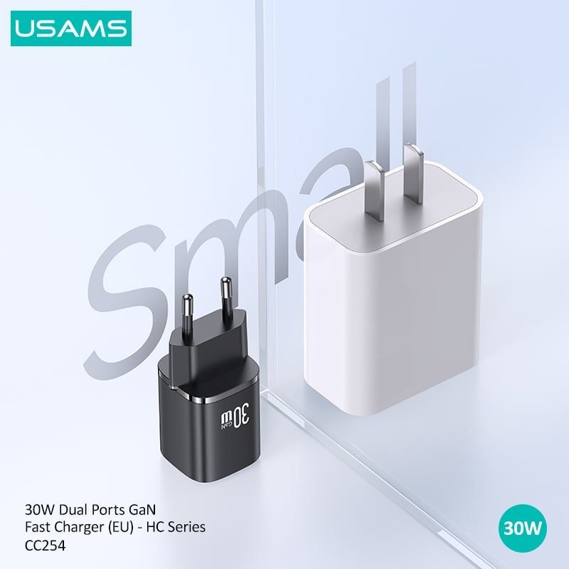 Củ Sạc Nhanh C+A USAMS CC254 30W (GaN, PD3.0)