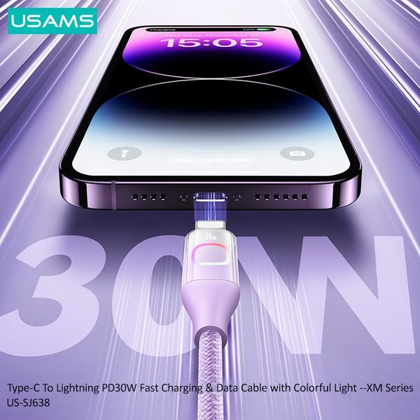 Cáp sạc nhanh USAMS SJ638 Type-C To Lightning PD30W XM Series
