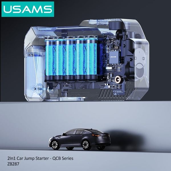 Bộ Kích Bình 2-in-1 Kiêm Bơm Lốp Cho Ô Tô USAMS ZB287 (1000A, 8000mAh)