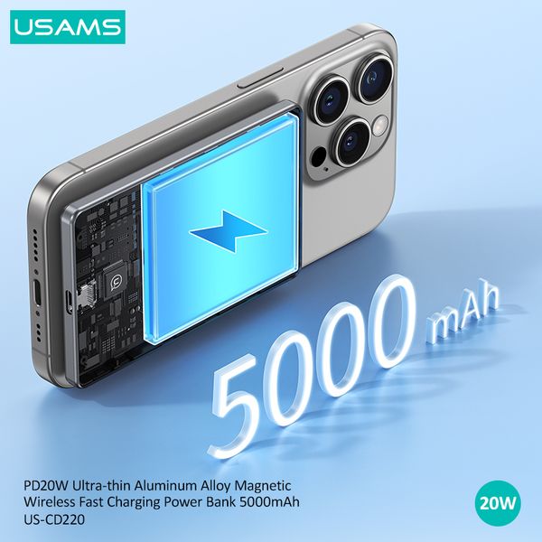 Pin Dự Phòng Không Dây Nam Châm USAMS CD220 PB73 5000mAh 20W