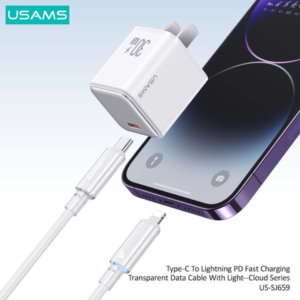 Cáp sạc nhanh USAMS SJ659 Type-C To Lightning Cloud Series