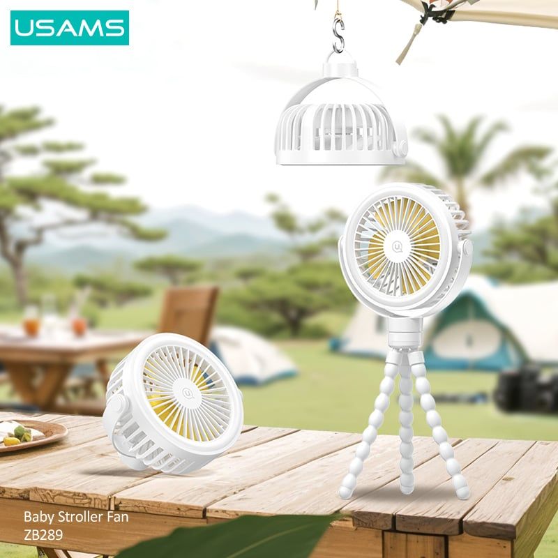 Quạt để bàn, treo xe đa dụng USAMS ZB289 (2000mAh, 4W, 3.5H)