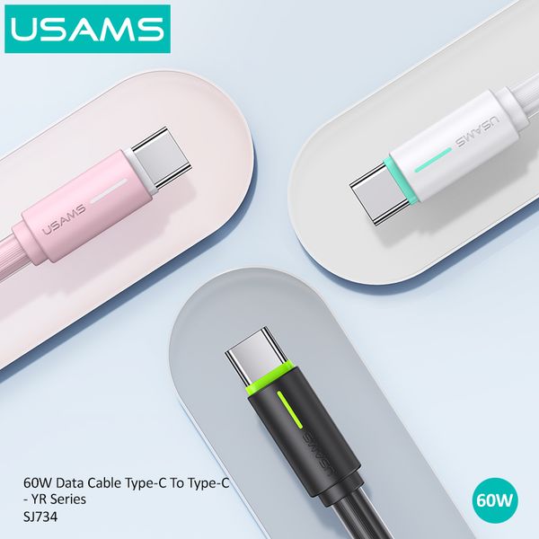 Cáp sạc nhanh USAMS SJ734 60W Type-C To Type-C Bicolor YR Series
