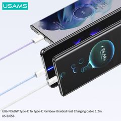 Cáp sạc nhanh USAMS SJ656 U86 PD60W Type-C To Type-C Rainbow Braided