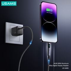 Đầu chuyển Type-C To Lightning USAMS SJ681 AU18 30W (Aluminum Alloy Digital Display Adapter)