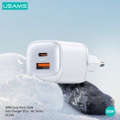 Củ Sạc Nhanh C+A USAMS CC254 30W (GaN, PD3.0)