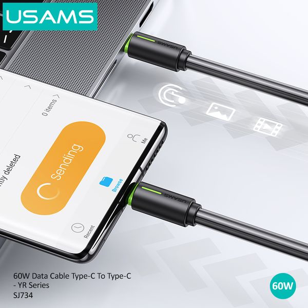 Cáp sạc nhanh USAMS SJ734 60W Type-C To Type-C Bicolor YR Series